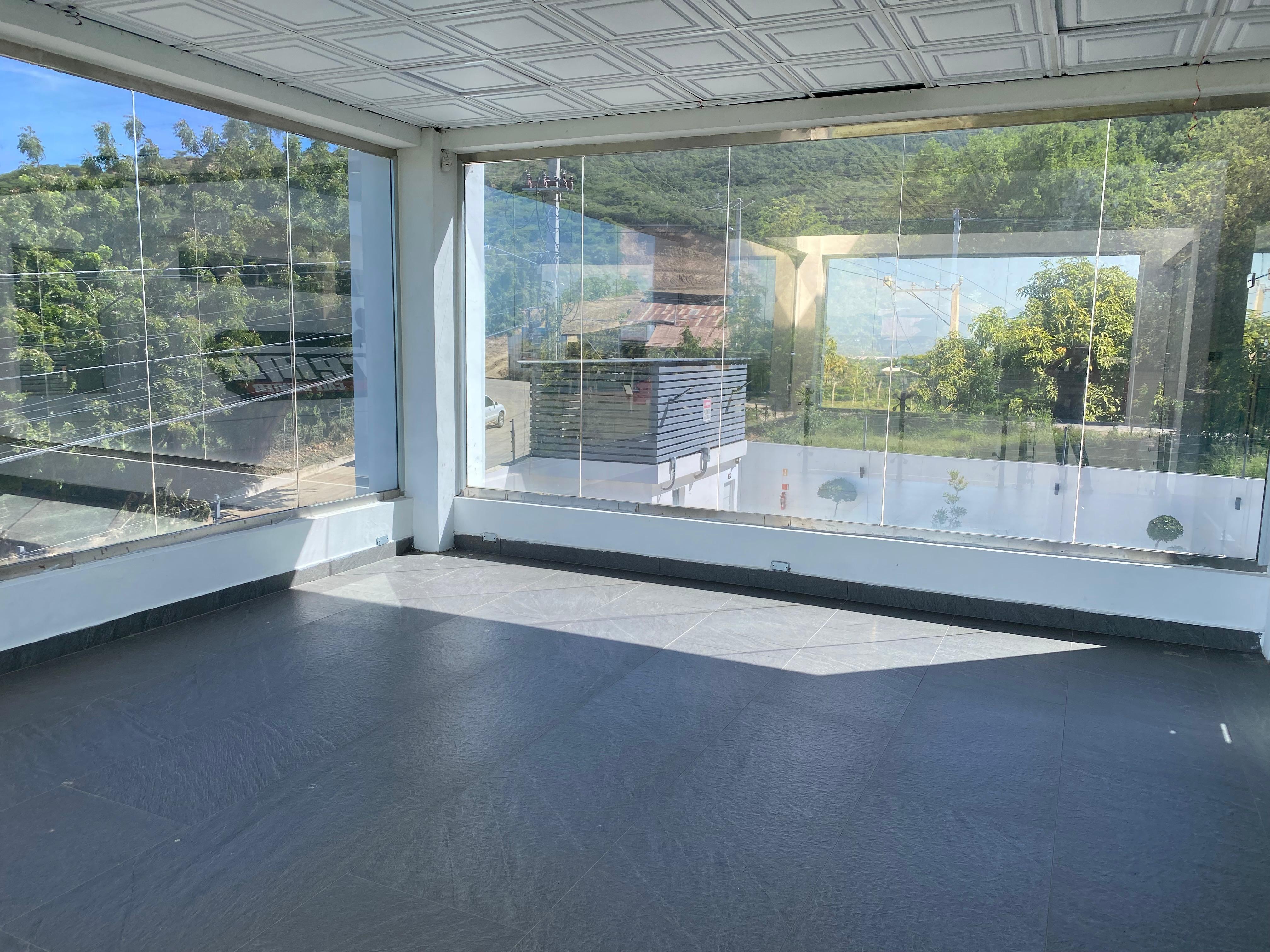 Windowed lounge with view